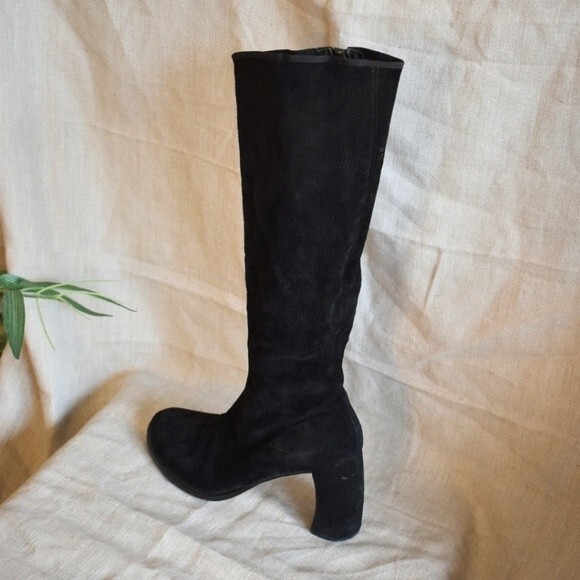 Ann Demeulemeester Black Velluto Suede Knee High Heeled Boots Sz 38 (7.5") - Picture 5 of 14